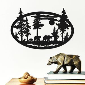 Metal Bear Wall Art Farmhouse Mountains With Trees Wildlife Wall Decor Rustic🌷